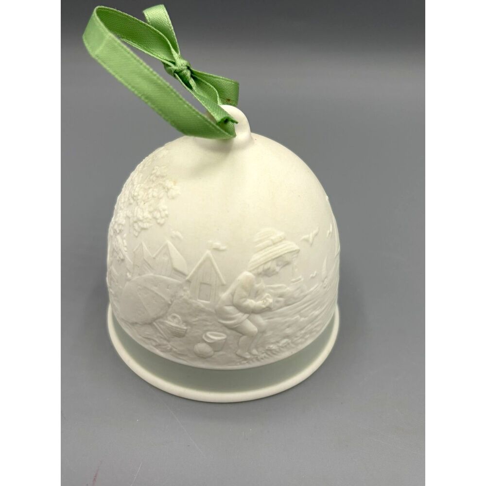 Vintage Lladro 1992 Summer Bell / Ornament of Child on the Beach with Sailboats